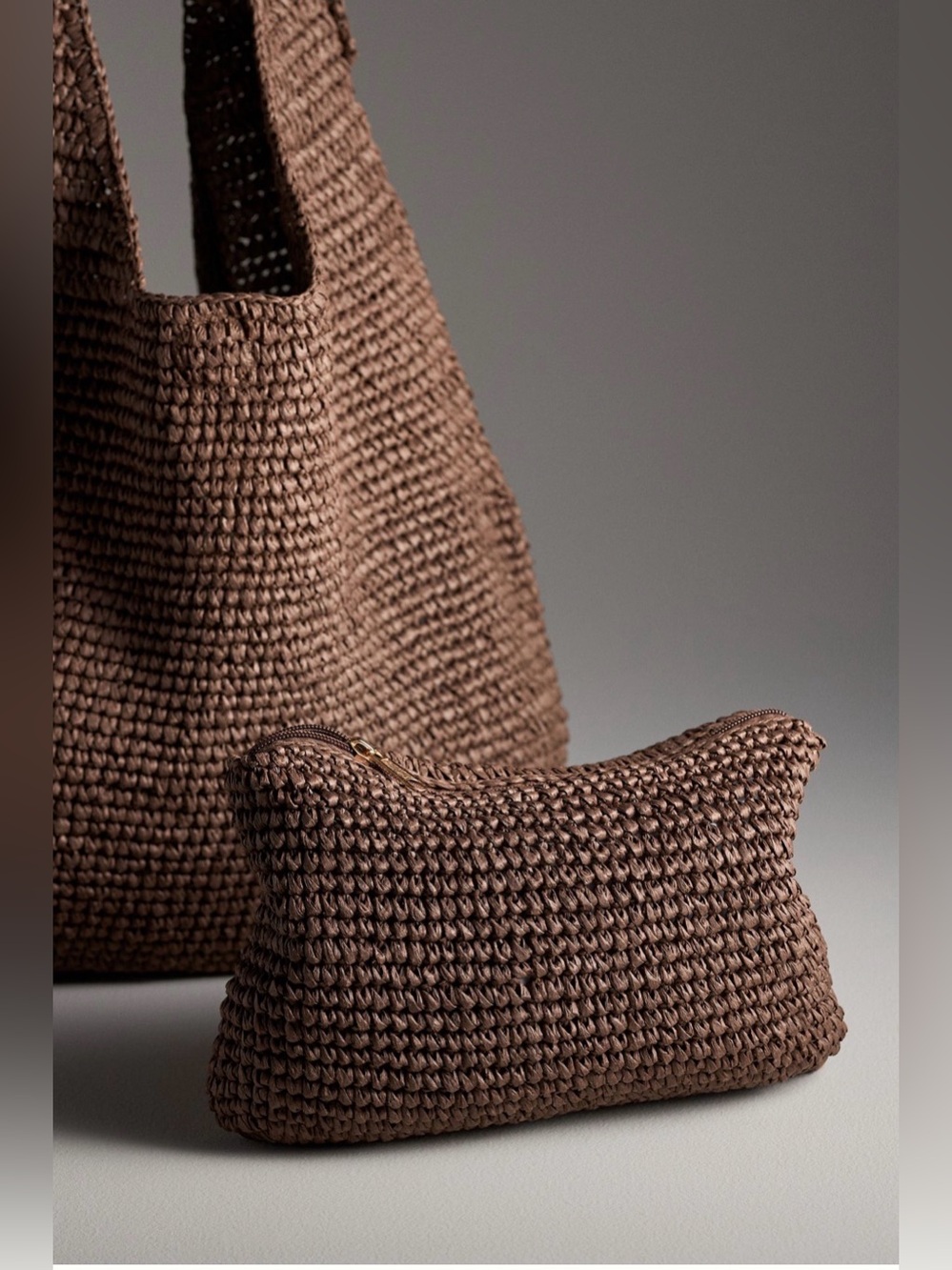 Anthropologie Love Knot Slouchy Bag - Raffia Buckle Edition in Chocolate - Picture 3 of 6